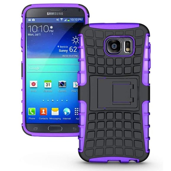 [NEW] Samsung Galaxy S6 Phone Case + (2) Screen Protectors Kickstand Hard Grip - Picture 1 of 10